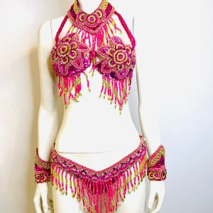 Bikini Samba Cabaret Fushia Or Perles